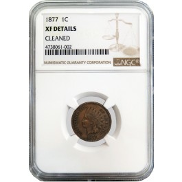 1877 1C Indian Head Cent NGC XF Details Cleaned