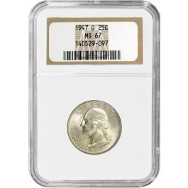 1947 D 25C Silver Washington Quarter NGC MS67 Gem Uncirculated Coin
