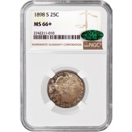 1898 S 25C Silver Barber Quarter NGC MS66+ CAC POP 1