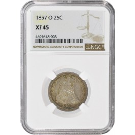 1857 O 25C Seated Liberty Silver Quarter NGC XF45