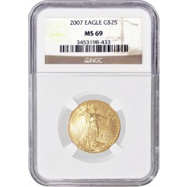 2007 $25 1/2 oz Gold American Eagle NGC MS69 Gem Uncirculated Coin