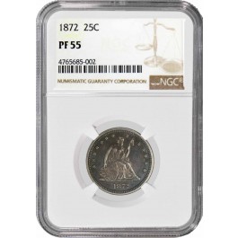 1872 25C Proof Seated Liberty Quarter Silver NGC PF55 Circulated Coin