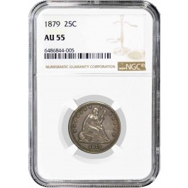 1879 25C Seated Liberty Quarter Silver NGC AU55 About Uncirculated Coin