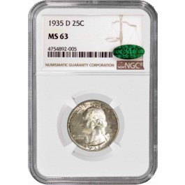 1935 D 25C Silver Washington Quarter NGC MS63 CAC Uncirculated Coin