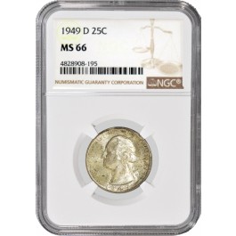 1949 D 25C Silver Washington Quarter NGC MS66 Uncirculated Coin #195