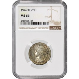 1949 D 25C Silver Washington Quarter NGC MS66 Uncirculated Coin #193