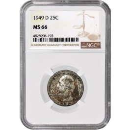 1949 D 25C Silver Washington Quarter NGC MS66 Uncirculated Coin #192