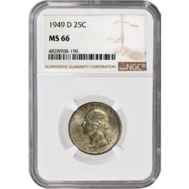 1949 D 25C Silver Washington Quarter NGC MS66 Uncirculated Coin #196
