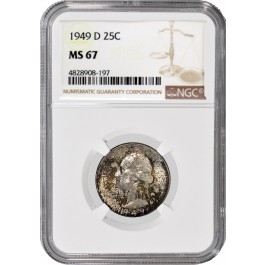 1949 D 25C Silver Washington Quarter NGC MS67 Uncirculated Coin #197