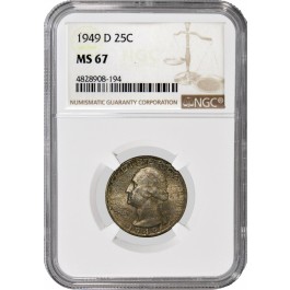 1949 D 25C Silver Washington Quarter NGC MS67 Uncirculated Coin #194