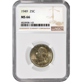 1949 25C Silver Washington Quarter NGC MS66 Uncirculated Coin #143