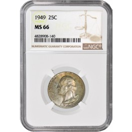 1949 25C Silver Washington Quarter NGC MS66 Uncirculated Coin #140