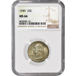 1949 25C Silver Washington Quarter NGC MS66 Uncirculated Coin #141