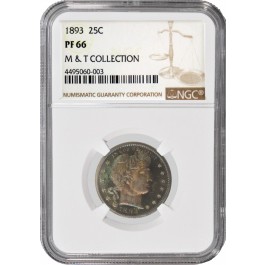 1893 25C Proof Silver Barber Quarter NGC PF66 Toned M & T Collection