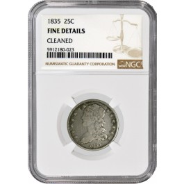1835 25C Capped Bust Quarter Silver NGC Fine Details Cleaned Coin