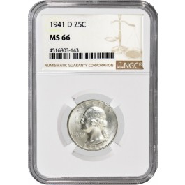 1941 D 25C Washington Quarter NGC MS66 Gem Uncirculated Key Date Coin