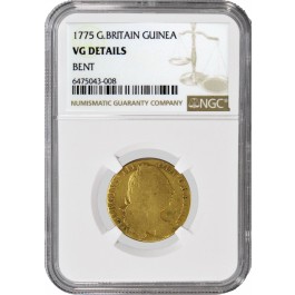 1775 Guinea Gold Great Britain George III VG Details Bent Circulated Coin