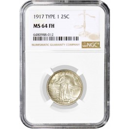 1917 Type 1 25C Standing Liberty Quarter Silver NGC MS64 FH Full Head Coin