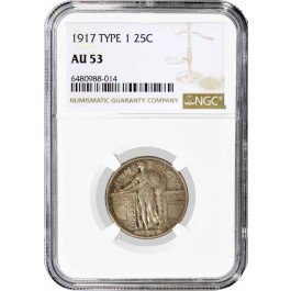 1917 Type 1 25C Standing Liberty Quarter Silver NGC AU53 About Uncirculated Coin