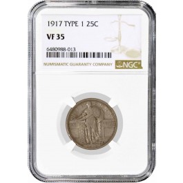 1917 Type 1 25C Standing Liberty Quarter Silver NGC VF35 Very Fine Circulated Coin