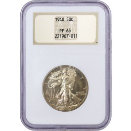 1940 50C Proof Walking Liberty Silver Half Dollar NGC PF65 Old Fat Holder