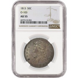 1813 50C Capped Bust Silver Half Dollar Overton O-103 NGC AU55