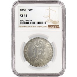 1808 50C Capped Bust Silver Half Dollar NGC XF45 Extremely Fine 45