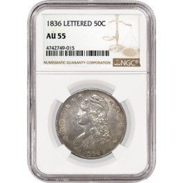 1836 50C Capped Bust Silver Half Dollar NGC AU55