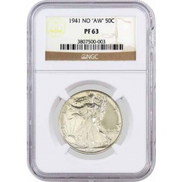 1941 No AW 50C Proof Walking Liberty Silver Half Dollar NGC PF63