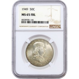 1949 50C Franklin Silver Half Dollar NGC MS65 FBL Full Bell Lines Coin #146