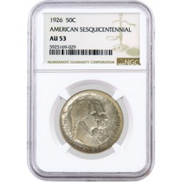 1926 50C American Sesquicentennial Commemorative Silver Half Dollar NGC AU53