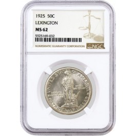 1925 50C Lexington Concord Sesquicentennial Commemorative Half Dollar NGC MS62