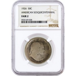 1926 50C American Sesquicentennial Commemorative Silver Half Dollar NGC Fair 2