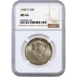 1949 S 50C Franklin Silver Half Dollar NGC MS64 Uncirculated Coin #168