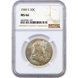 1949 S 50C Franklin Silver Half Dollar NGC MS66 Uncirculated Coin #169