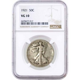 1921 50C Walking Liberty Silver Half Dollar NGC VG10 Circulated Key Date Coin