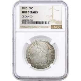 1813 50C Capped Bust Silver Half Dollar NGC Fine Details Cleaned Coin