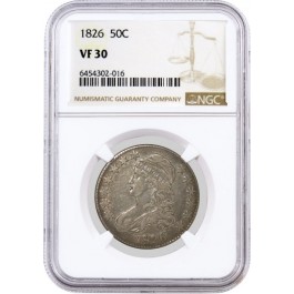 1826 50C Capped Bust Silver Half Dollar NGC VF30 Very Fine Circulated Coin