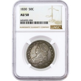 1830 50C Capped Bust Silver Half Dollar NGC AU50 About Uncirculated Coin
