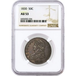 1830 50C Capped Bust Silver Half Dollar NGC AU53 About Uncirculated Coin