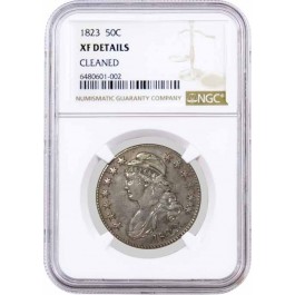 1823 50C Capped Bust Silver Half Dollar NGC XF Details Cleaned Coin