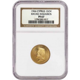 1966 1Sov 1 Sovereign Cyprus Archbishop Makarios III Medallic Issue NGC PF67