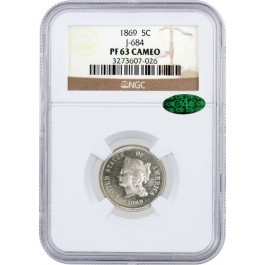1869 5C Five Cent Pattern Nickel Judd-684 Pollack-763 NGC PF63 Cameo CAC