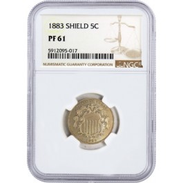 1883 5C Proof Shield Nickel NGC PF61 Uncirculated Coin