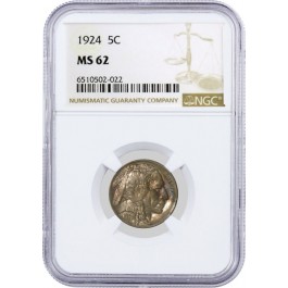 1924 5C Buffalo Nickel NGC MS62 Uncirculated Coin