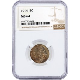 1914 5C Buffalo Nickel NGC MS64 Brilliant Uncirculated Coin