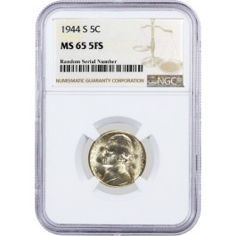 1944 S 5C Jefferson Silver War Nickel NGC MS65 5FS