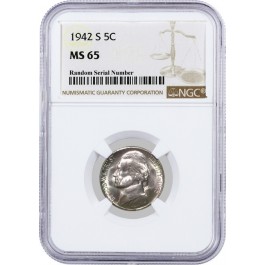 1942 S 5C Jefferson Silver War Nickel NGC MS65