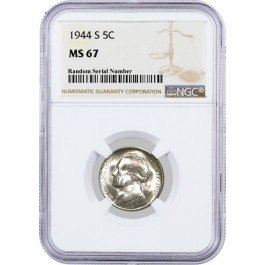 1944 S 5C Jefferson Silver War Nickel NGC MS67