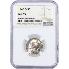 1945 D 5C Jefferson Silver War Nickel NGC MS65